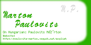 marton paulovits business card